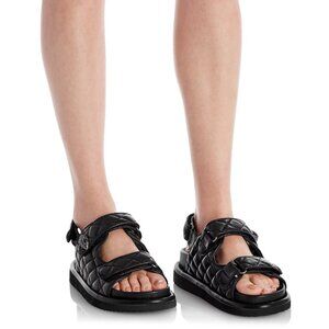 KURT GEIGER Orson Slingback Black Quilted Sandal Size 37